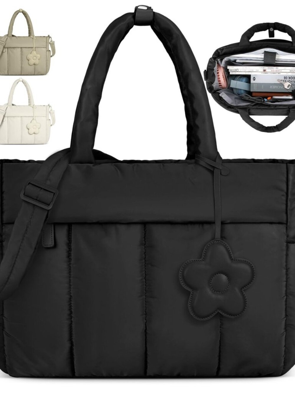 Laptop Tote Bag for Women 15.6 Inch Lightweight Puffer Work Tote Bag Quilted